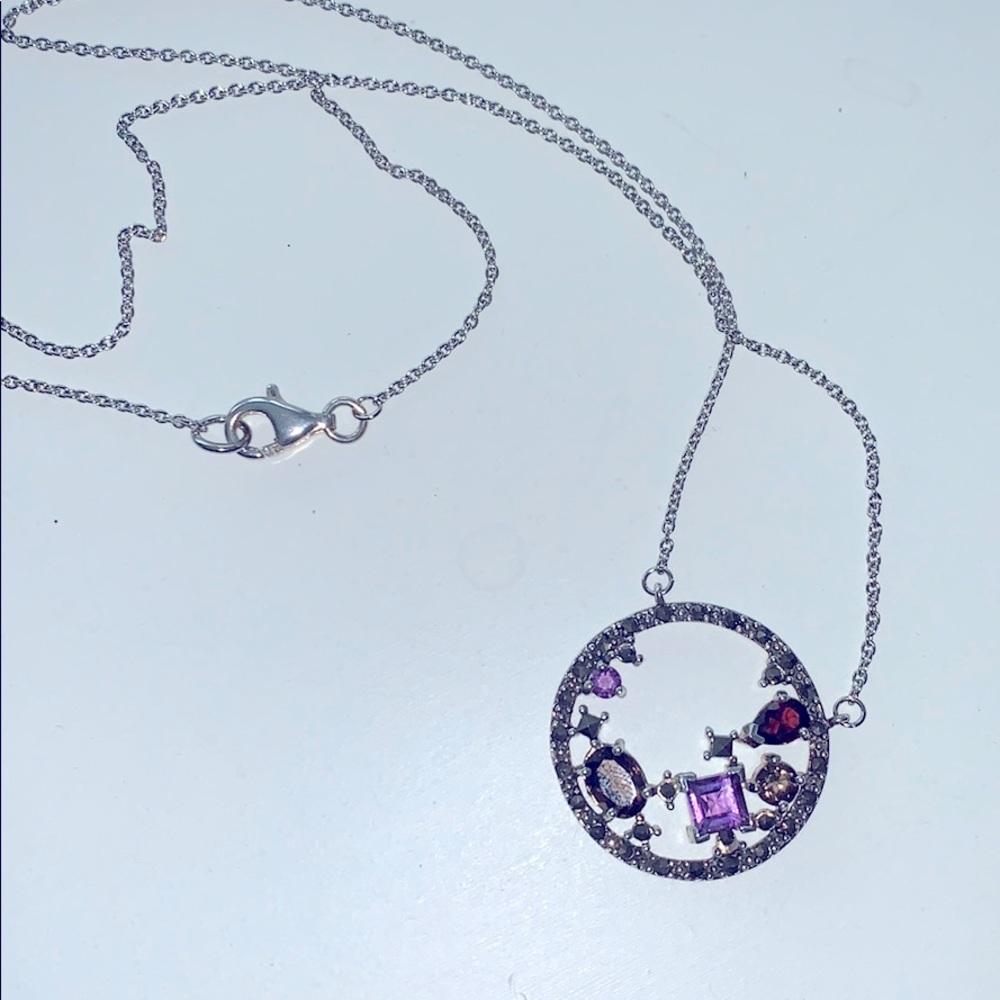 Sterling silver necklace- various stones.